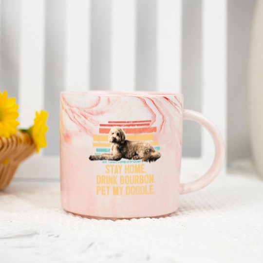 Pet My Doodle Retro Goldendoodle Dog Dad Doodle Marble Mugs
