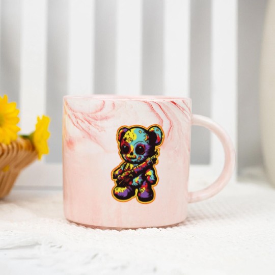 Horror Scary Bear Halloween Sargeant Scares Marble Mugs