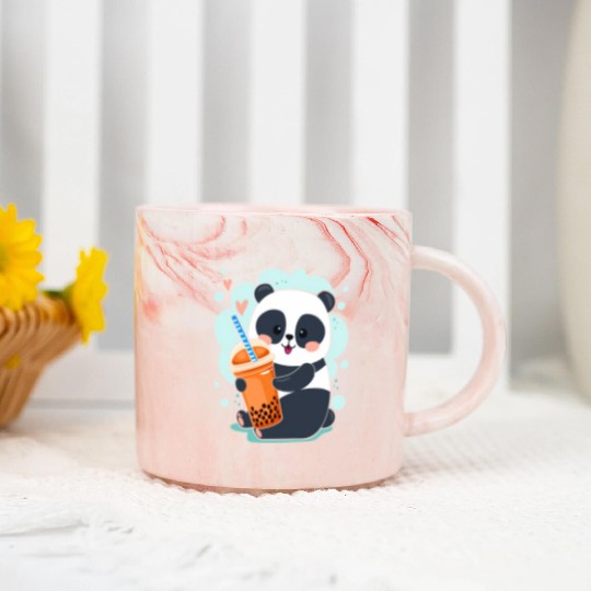 Kawaii Panda Anime Boba Drink Bubble Tea Tapioca Marble Mugs