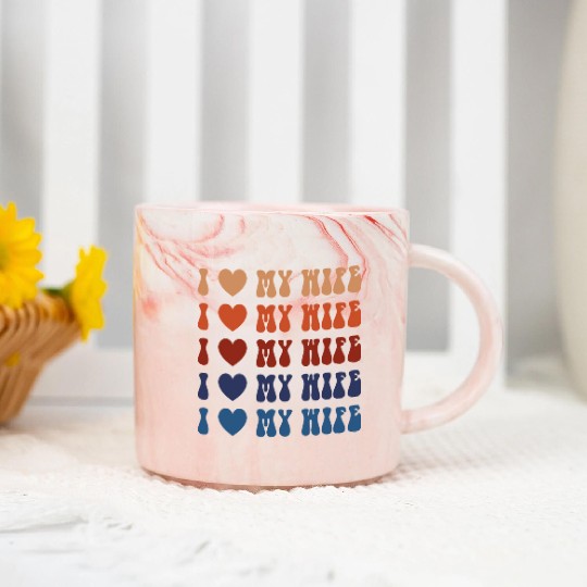 I Heart My Wife Lesbian Marble Mugs