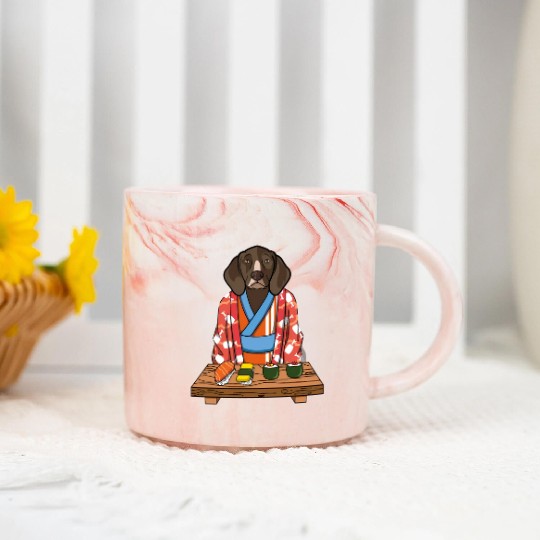 Kawaii Japanese German Shorthaired Pointer Kimono Marble Mugs