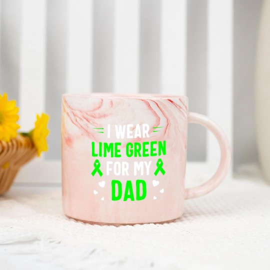 I Wear Lime Green For My Dad Lymphoma Awareness Marble Mugs