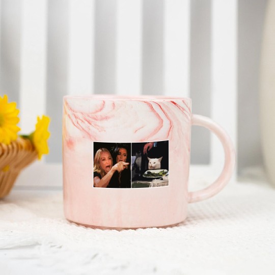 Yelling At A Cat Meme Marble Mugs
