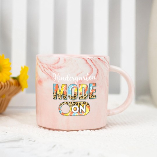Tie Dye Back To School Kindergarten Mode On Leopar Marble Mugs