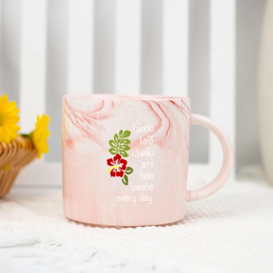 Hawaiian Hula Dance Uwehe Everyday Hibiscus Marble Mugs
