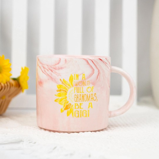 In A World Full Of Grandmas Be Gigi Sunflower Marble Mugs