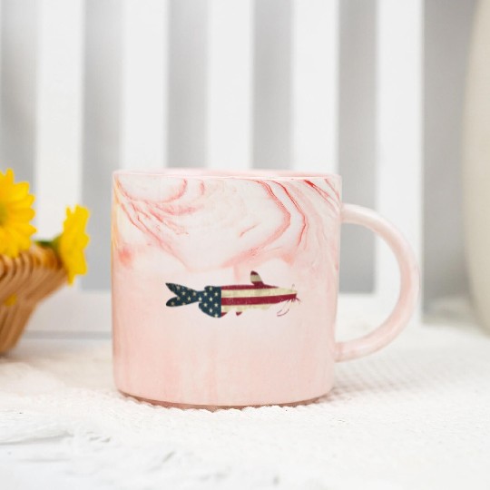 Catfish American Flag Catfishing Patriotic Fisher Marble Mugs