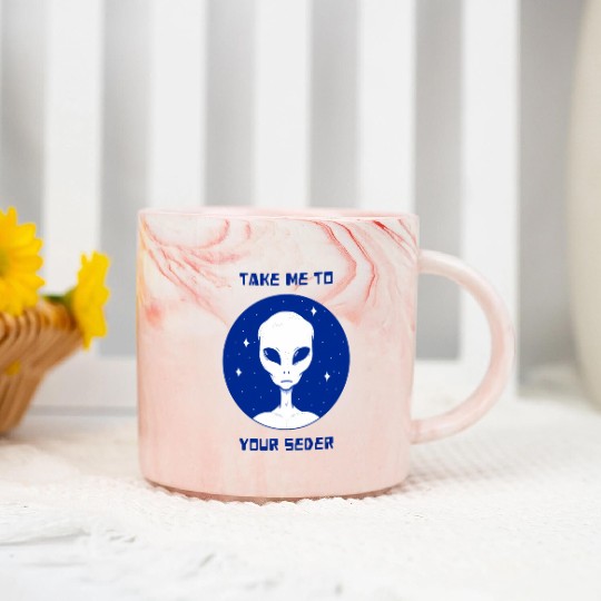 Take Me To Your Seder With An Alien - Jewish Marble Mugs
