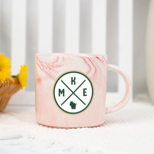 Milwaukee Circle Patch Green Marble Mugs