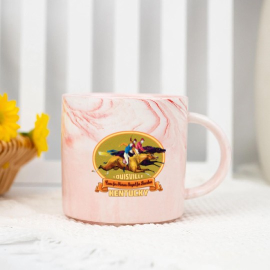 Louisville Kentucky Horse Racing Bourbon Derby Marble Mugs