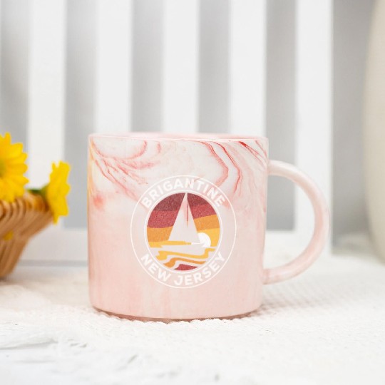 Brigantine New Jersey Sailboat 70S Sunset Marble Mugs