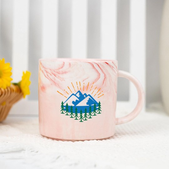Blue Mountain And Forest Marble Mugs