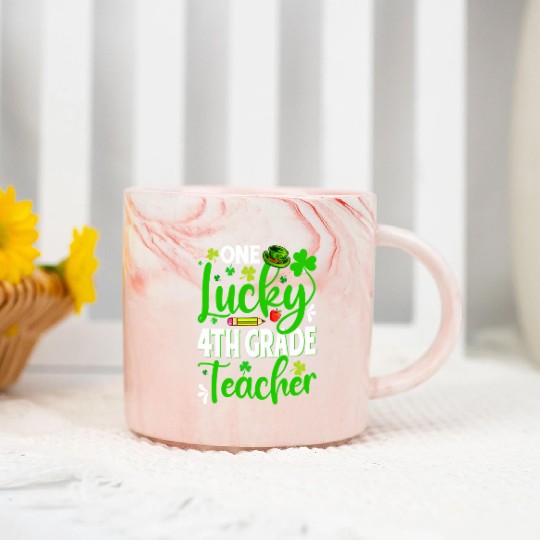 Saint Patrick'S Day One Lucky 4Th Grade Teacher Marble Mugs