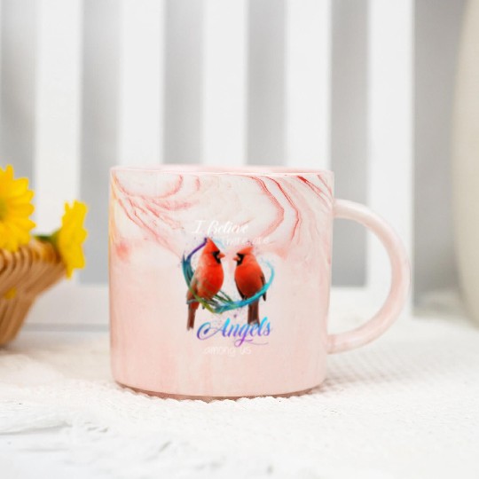 Cardinal Bird I Believe There Are Angels Among Us Marble Mugs
