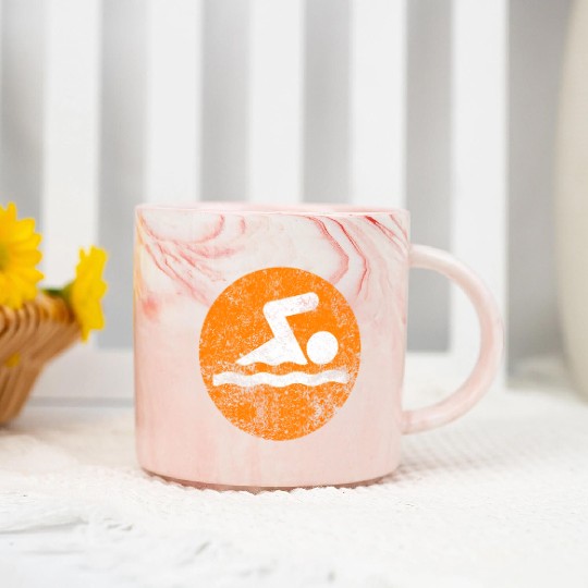 Swim Orange Swim Icon Marble Mugs