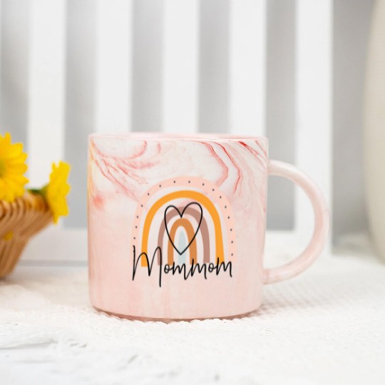 Mommom Rainbow Heart Grandma Mother'S Day Marble Mugs