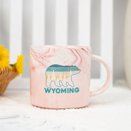 Wyoming Grizzly Bear Nature Hiking Marble Mugs