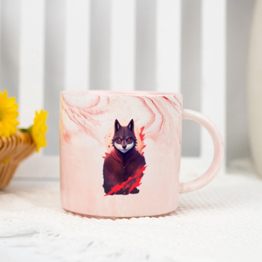 Ninja Style: The Cute Wolf Face with a Twist of Me Marble Mugs
