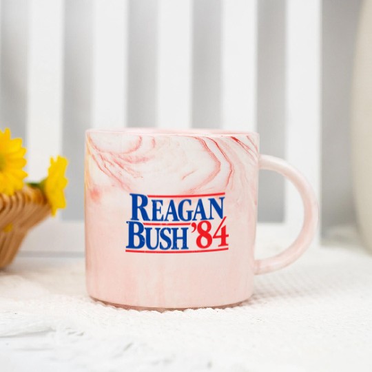 Reagan Bush '84 Republican Marble Mugs
