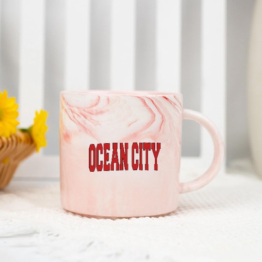 Ocean City Nj New Jersey Varsity Style Usa Sports Marble Mugs