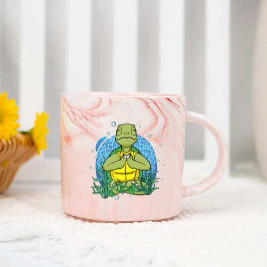 Meditating Sea Turtle Gift Yoga Zen Meditation Marble Mugs