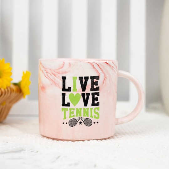 Live Love Tennis And Tennis Fan Marble Mugs