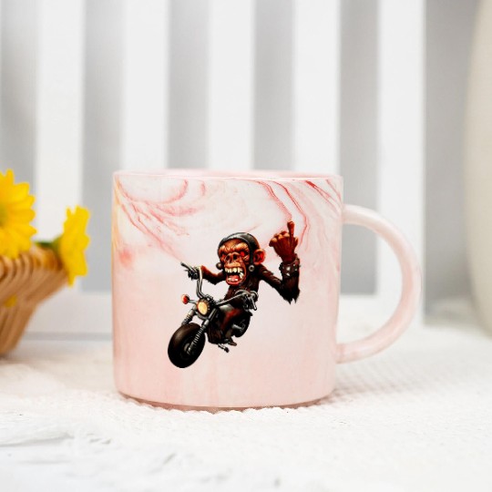 Zombie Raider Monkey Rockstar Marble Mugs