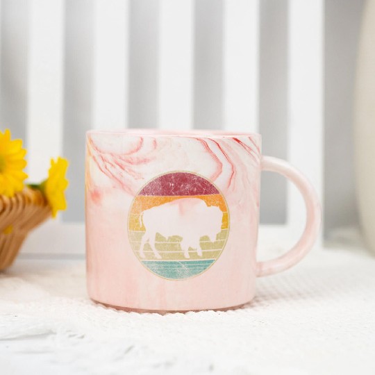 Buffalo Distressed Bison Animal Dad Marble Mugs