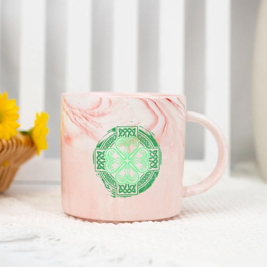 Celtic Knot Irish Shamrock Three Leaf Clover St Marble Mugs