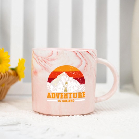 Adventure is Calling hiker Mountaineer Climber Marble Mugs