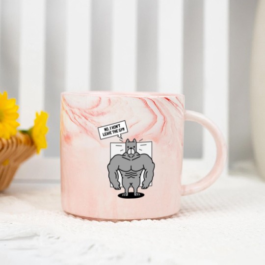 No I Won t Leave The Gym Pitbull Dog Marble Mugs