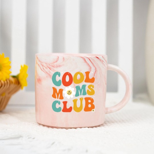 Cool Moms Club Groovy Hippie Theme Mother Day Marble Mugs