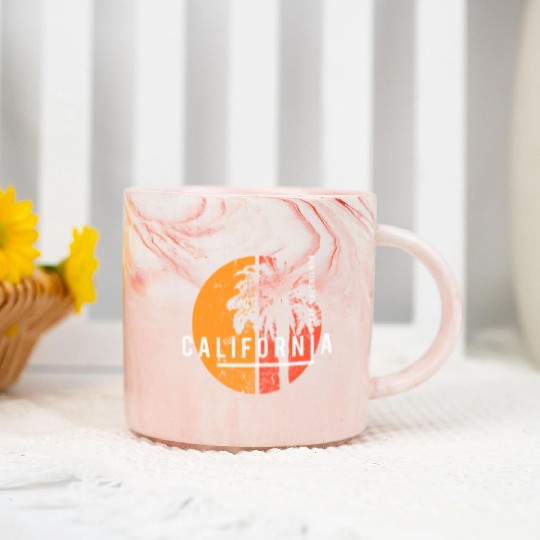 Huntington Beach California Cool Palm Tree Native Marble Mugs