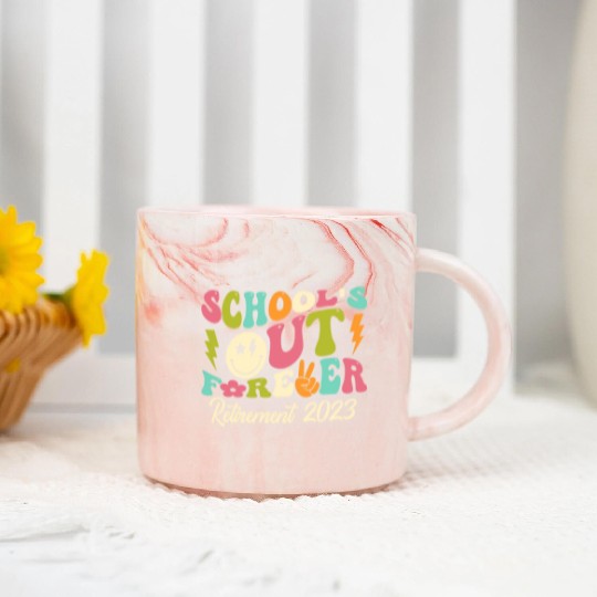 School's Out Forever Retired Teacher Gift Marble Mugs