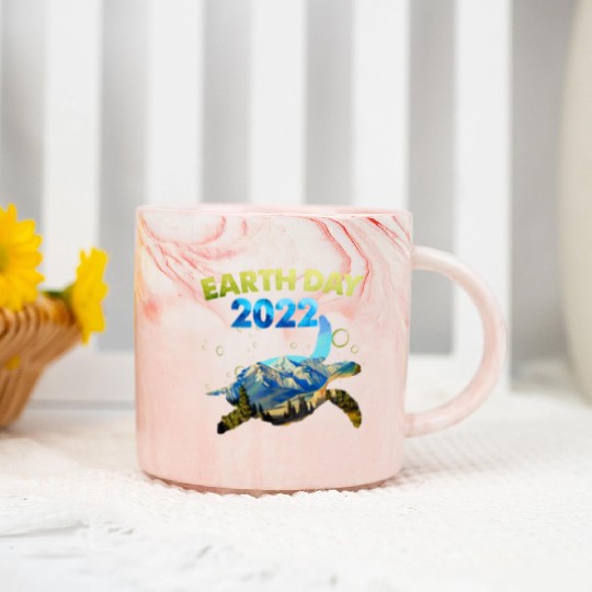 Sea Turtle Earth Day Everyday 2022 Planet World Marble Mugs
