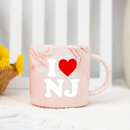 I Love Nj Heart New Jersey Marble Mugs