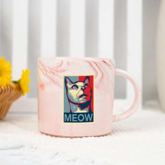 Cat - 'MEOW' Marble Mugs