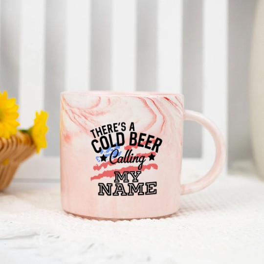 There'S A Cold Beer Calling My Name Country Music Marble Mugs