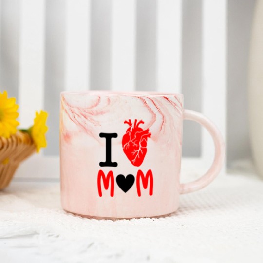 i love mom Marble Mugs