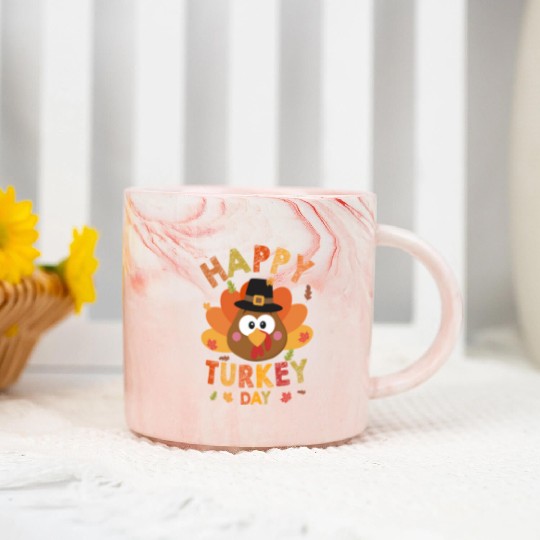 Happy Turkey Day 2021 Autumn Fall Thangiving Marble Mugs