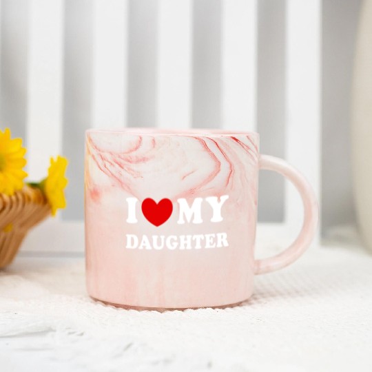 I Love My Daughter, I Heart My Daughter Marble Mugs