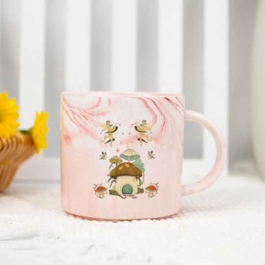 Fantasy mushroom House Elves Design Marble Mugs