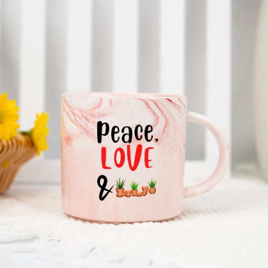 Peace Love and Plants Marble Mugs