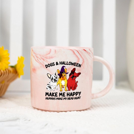 Frenchie Dog Halloween Dog Lover Marble Mugs