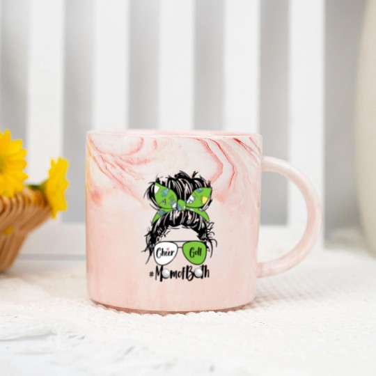 Cheer Golf Mom Of Both Messy Bun Hair Glasses Marble Mugs