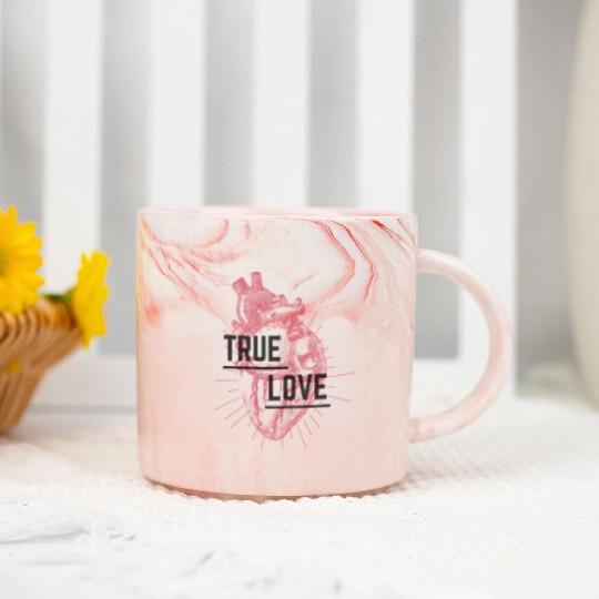 True Love Heart Design Marble Mugs