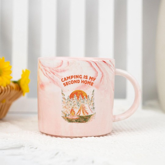 Camping Is My Second Home Camper Sayings Camp Quot Marble Mugs