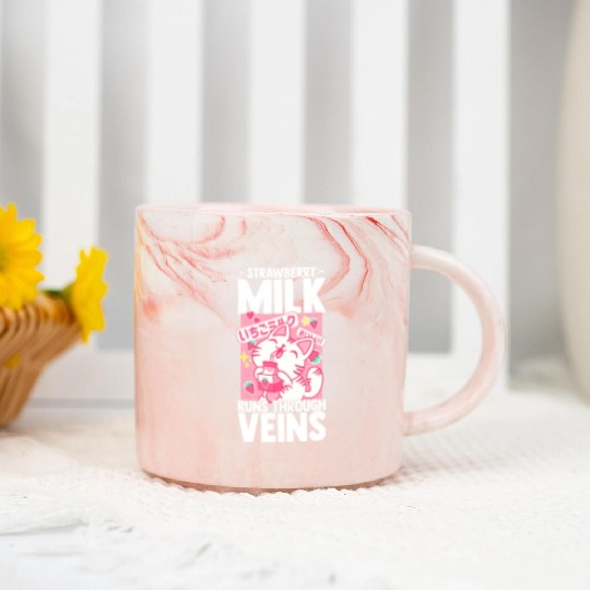 Strawberry Milk Shake Korean Vegan Japanese Drink Marble Mugs