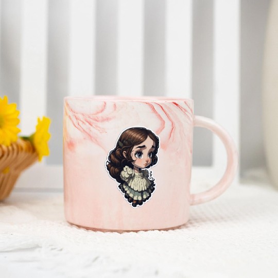 Cute Girl - A Cute and Innocent Digital Painting Marble Mugs