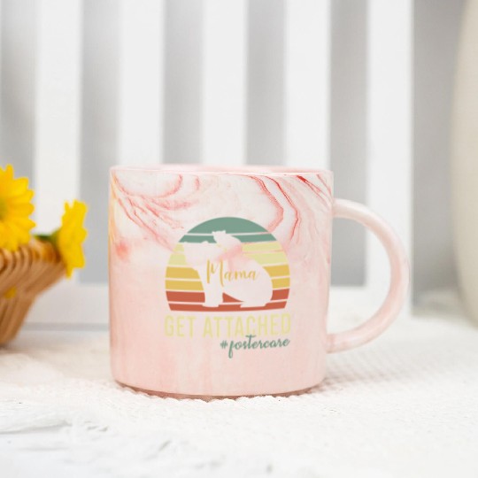 Get Attached Foster Care Mom Mama Bear Cub Marble Mugs